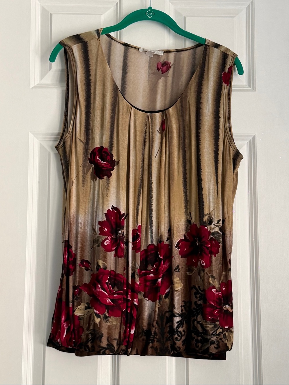 Dress Barn Women’s Sleeveless Top Tank Slinky Knit Bold Floral Camí Size XL